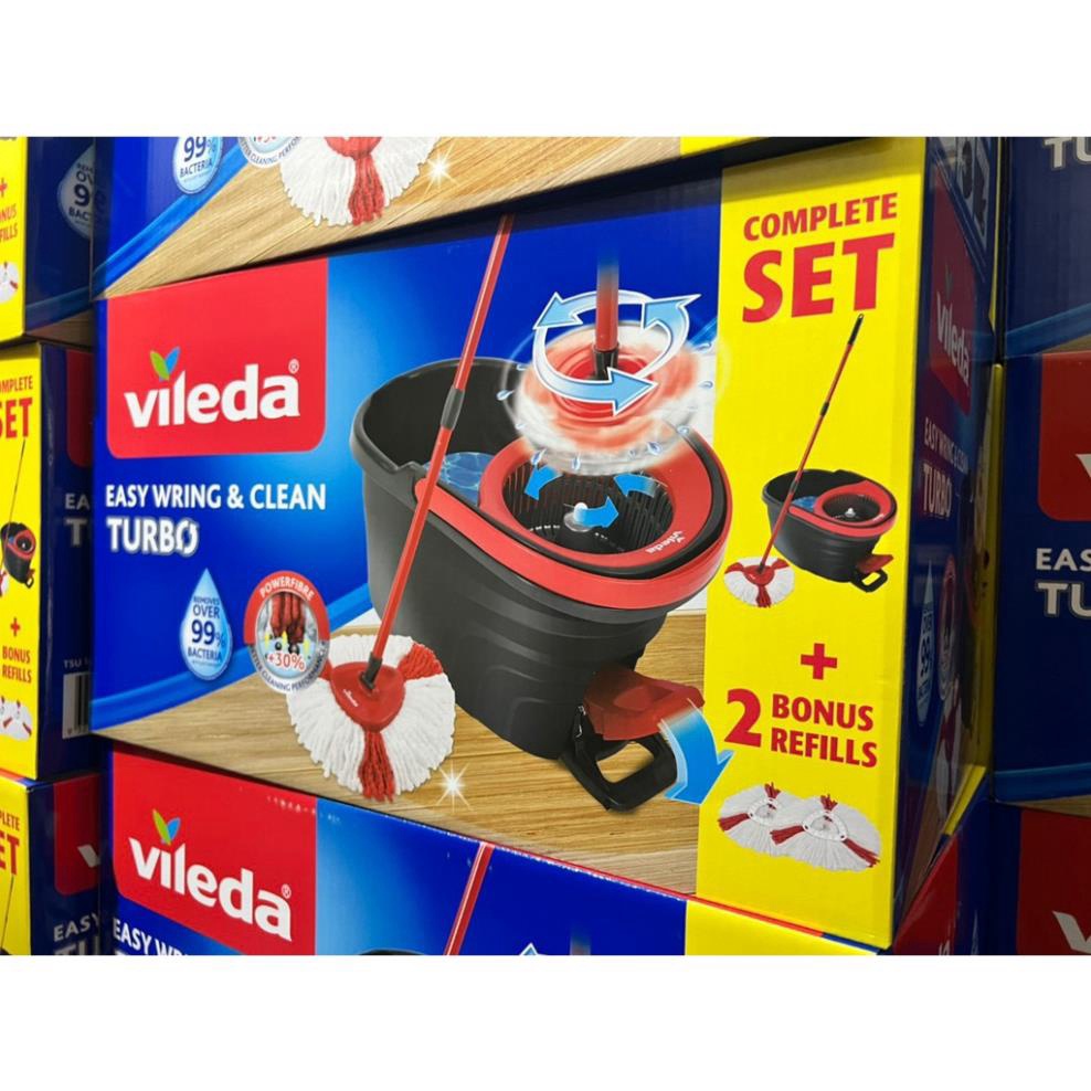 🇩🇪  Bộ cây và chậu Lau Nhà cao cấp Vileda Easy Wring & Clean TURBO | nhập khẩu Đức