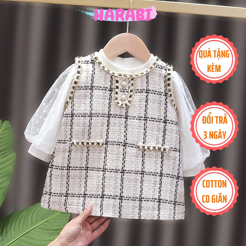 Đầm công chúa bé gái 1/2/3/4 tuổi váy dạ tết cho bé mặc rất xinh cho mùa thu đông  - HARABI SHOP