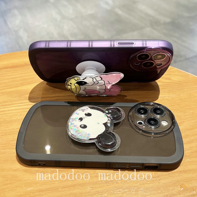 Clear Casing For iPhone 14 Pro Max 14Pro 14Plus 14ProMax 13 12 Mini Cute Snoopy Mickey Minnie Donald Duck Daisy Couple Quicksand Stand Round Airbag Shockproof Clear Soft Phone Case Full Fine Hole Protection Back Cover NKS 13