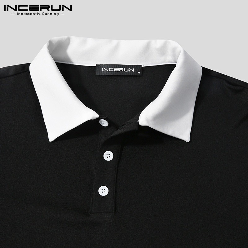 Áo INCERUN tay dài phối màu thiết kế cắt rỗng trẻ trung cho nam