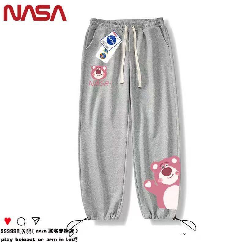 Quần Dây Rút Ống Suông Rộng Họa Tiết Hoạt Hình Thời Trang Thu Đông Cho Nam Nữ