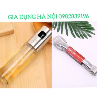 Bình xịt dầu và kẹp thức ăn inox cao cấp rành cho nồi chiên không dầu