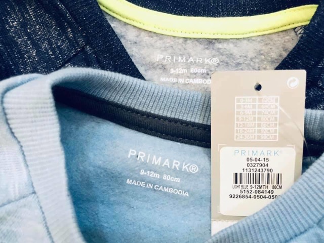 Set áo nỉ Primark cho bé