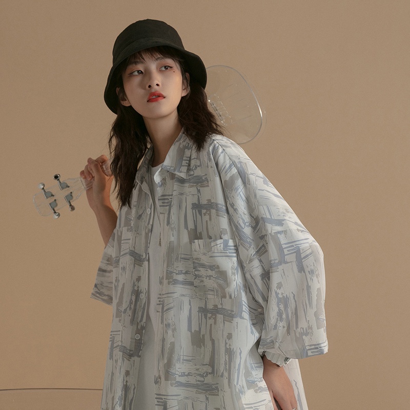 Áo Sơ Mi Ngắn Tay Thời Trang Hàn Quốc Cá Tính Cho Nam Nữ