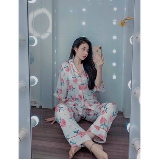 [Clip thật]Đồ bộ nữ Pijama lụa Mango cánh dơi