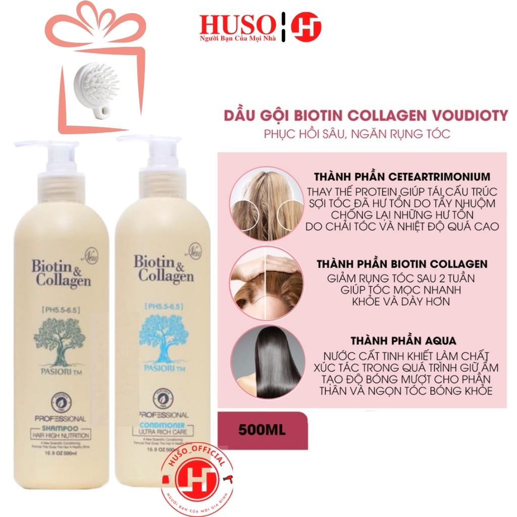 Combo dầu gội Biotin Collagen chống rụng kích thích mọc tóc, phục hồi tóc 1000ml - HUSO