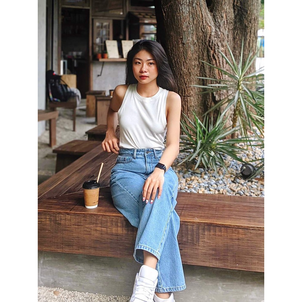 Áo Ba Lỗ Nữ Màu Trắng, Đen - BHNTT - Hashtagem ( Freesize dưới 55kg )