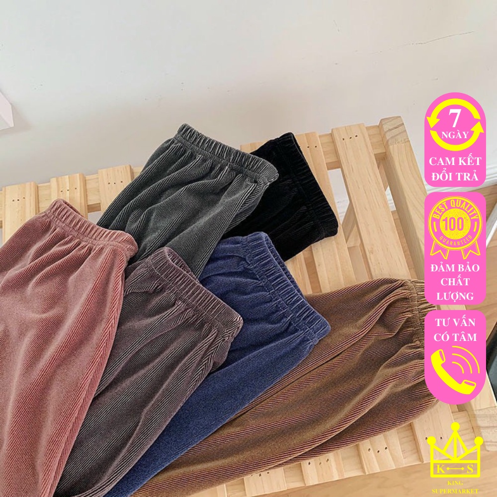 Quần Nhung Ống Rộng Hàng Quảng Châu Bo Gấu Co Giãn Siêu Mềm Mã 1720