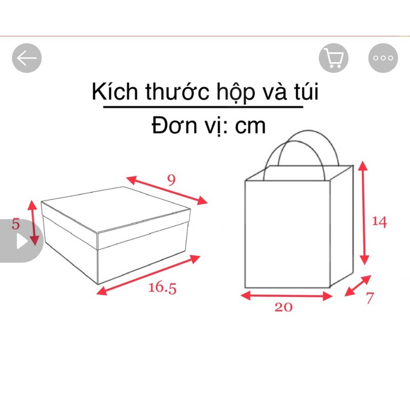 Combo hộp quà tặng + túi đựng kích thước 16,5x9x5cm