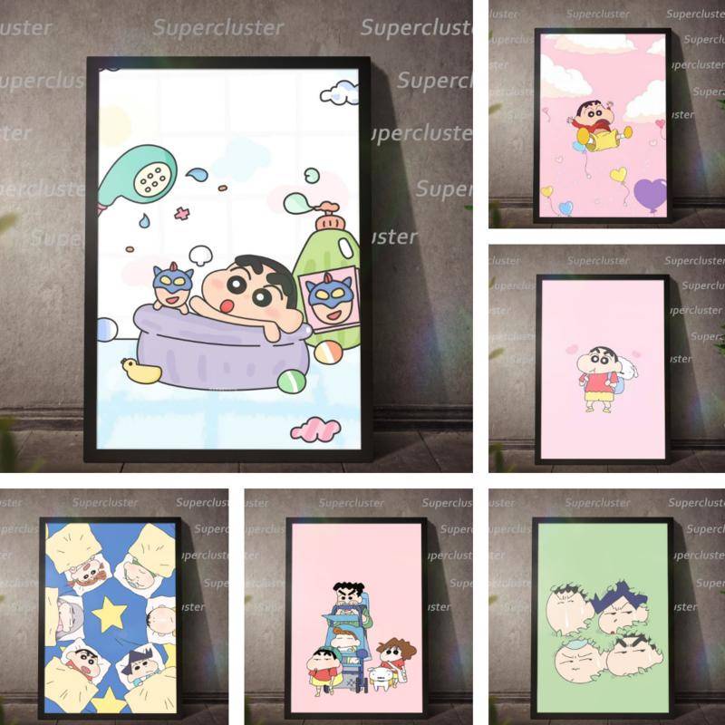 Tranh Vải Bạt Treo Tường In Hình Cậu Bé Bút Chì shin chan Dễ Thương Trang Trí Nhà Cửa / Quà Tặng Giáng Sinh