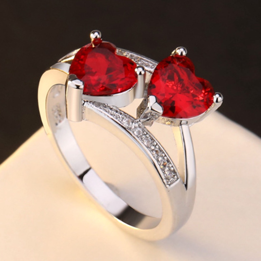 Nhẫn Hợp Kim Đính Đá Họa Tiết Trái Tim Thời Trang Cho Nữ