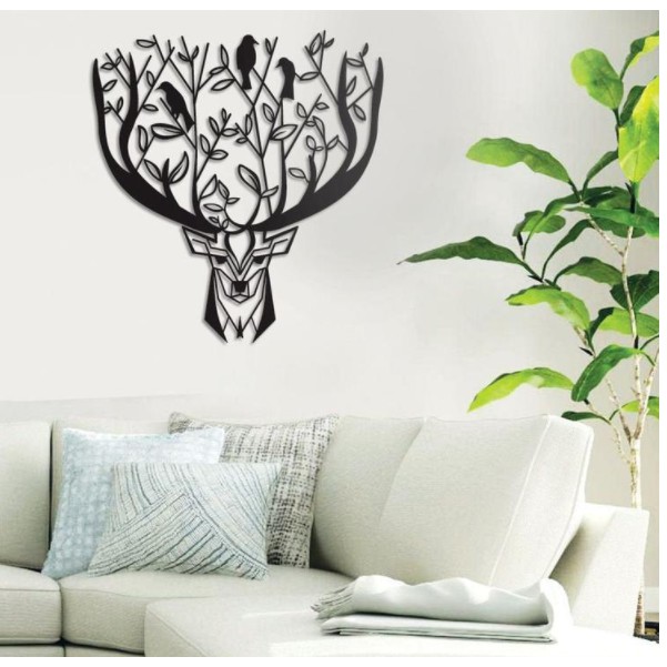 [FREESHIP]Tranh gỗ _tranh  decor đầu hươu trang trí nhà cửa size khổng lồ 60cm