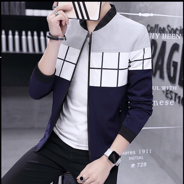 Áo khoác nam thời trang Hàn Quốc Bomber caro