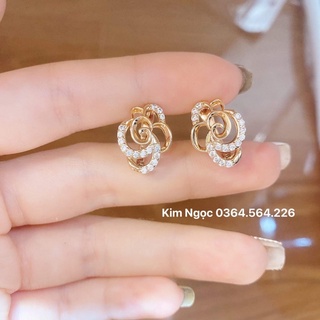 Bông tai hoa mạ vàng hồng màu tây đẹp bền Kim Ngọc shop sỉ lẻ trang sức mạ vàng
