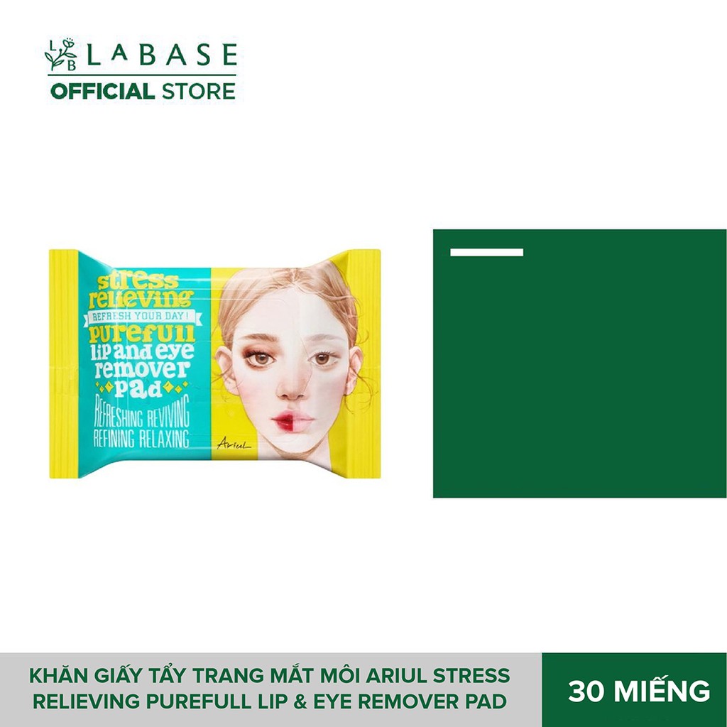 Khăn giấy Tẩy trang Mắt Môi Ariul Stress Relieving Purefull Lip &amp; Eye Remover Pad Gói 30 miếng