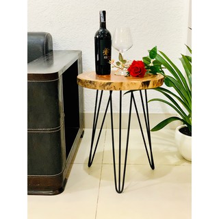 Bàn cà phê ARTWOODVN gỗ xà cừ tự nhiên nguyên tấm  , ĐƯỜNG KÍNH MẶT BÀN 35-38cm , cao 45- 60cm.