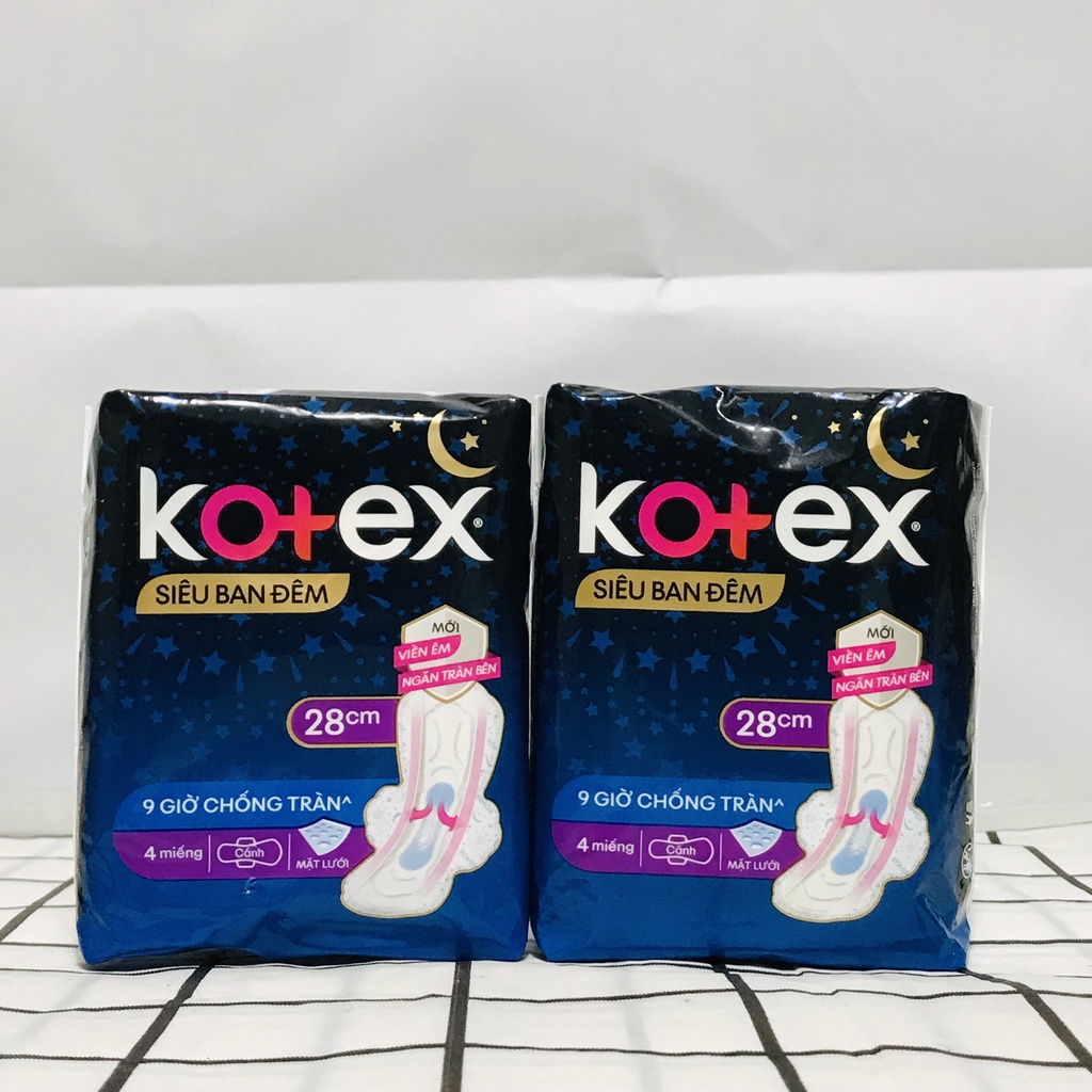 Băng Vệ Sinh Kotex Siêu Ban Đêm Có Cánh 35cm ( 1 Gói 3 Miếng - Dài 35cm )