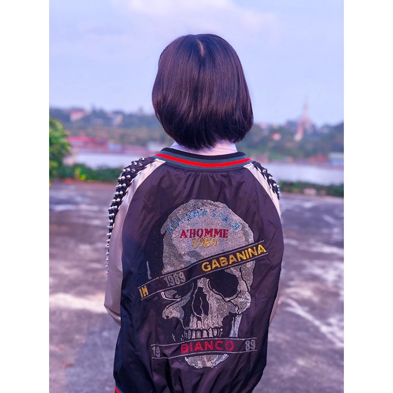 [freeship] xả kho áo bomber đính đá đầu lâu cao cấp, áo khoác đính đá | BigBuy360 - bigbuy360.vn