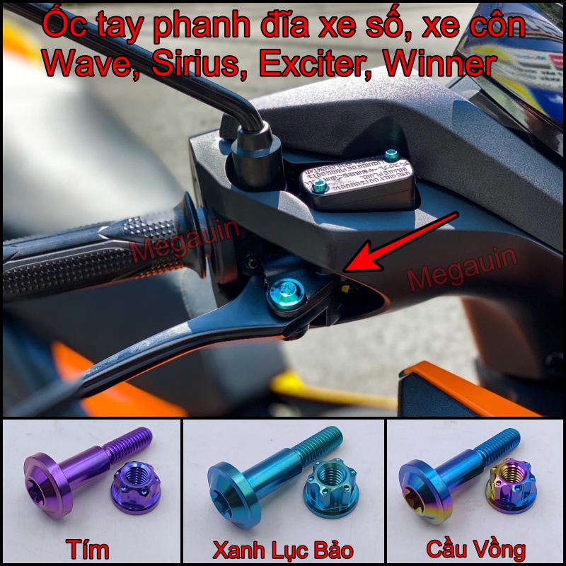 Ốc xỏ tay phanh đĩa titan GR5 lắp các dòng xe Wave, RSX Fi 110, Sirius, Exciter, Winner