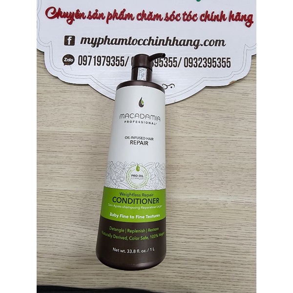 DẦU GỘI XẢ MACADAMIA TẠO PHỒNG WEIGHTLESS HOẶC SIÊU MƯỢT ULTRA RICH repair 1000ML