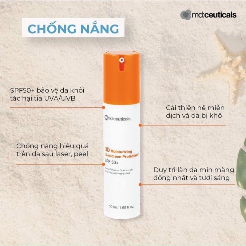 Kem Chống Nắng 3D md:ceuticals  Ẩm Và Bảo Vệ Da Sau Laser 50ml (hàng chính hãng)