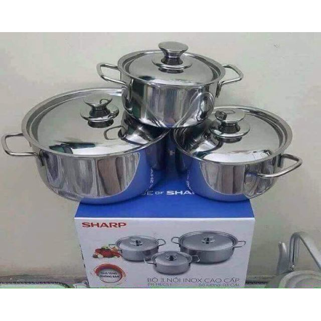 BỘ 3 NỒI Inox nấu đc bếp từ