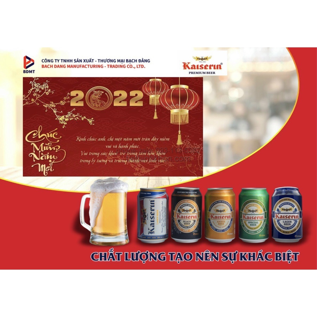 BIA KAISERIN LAGER thương hiệu Đức, mẫu Tết 5 bao lì xì