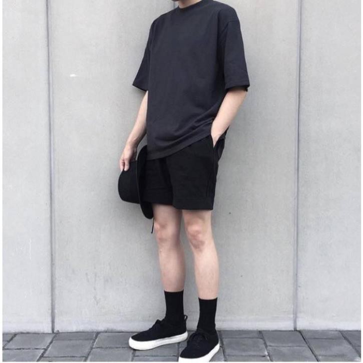 Quần Short Kaki nam nữ Đen Unisex form ngắn trên gối ་ ྇