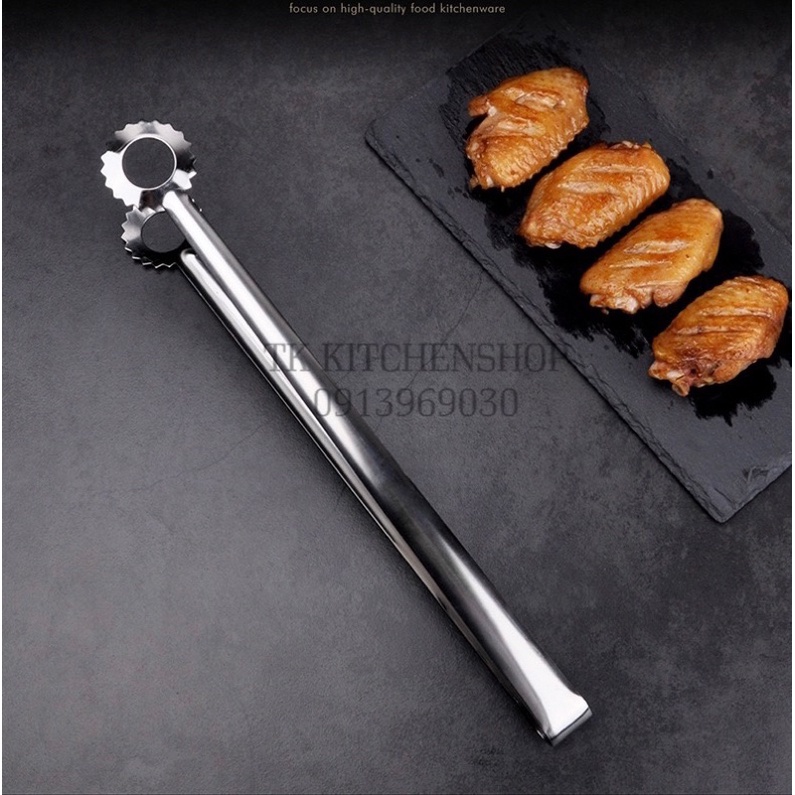 Kẹp gắp đồ ăn bằng inox hình bông tuyết dài 31cm, hai màu sang trọng, chuyên dụng cho khách sạn quán ăn bbq an toàn vstp