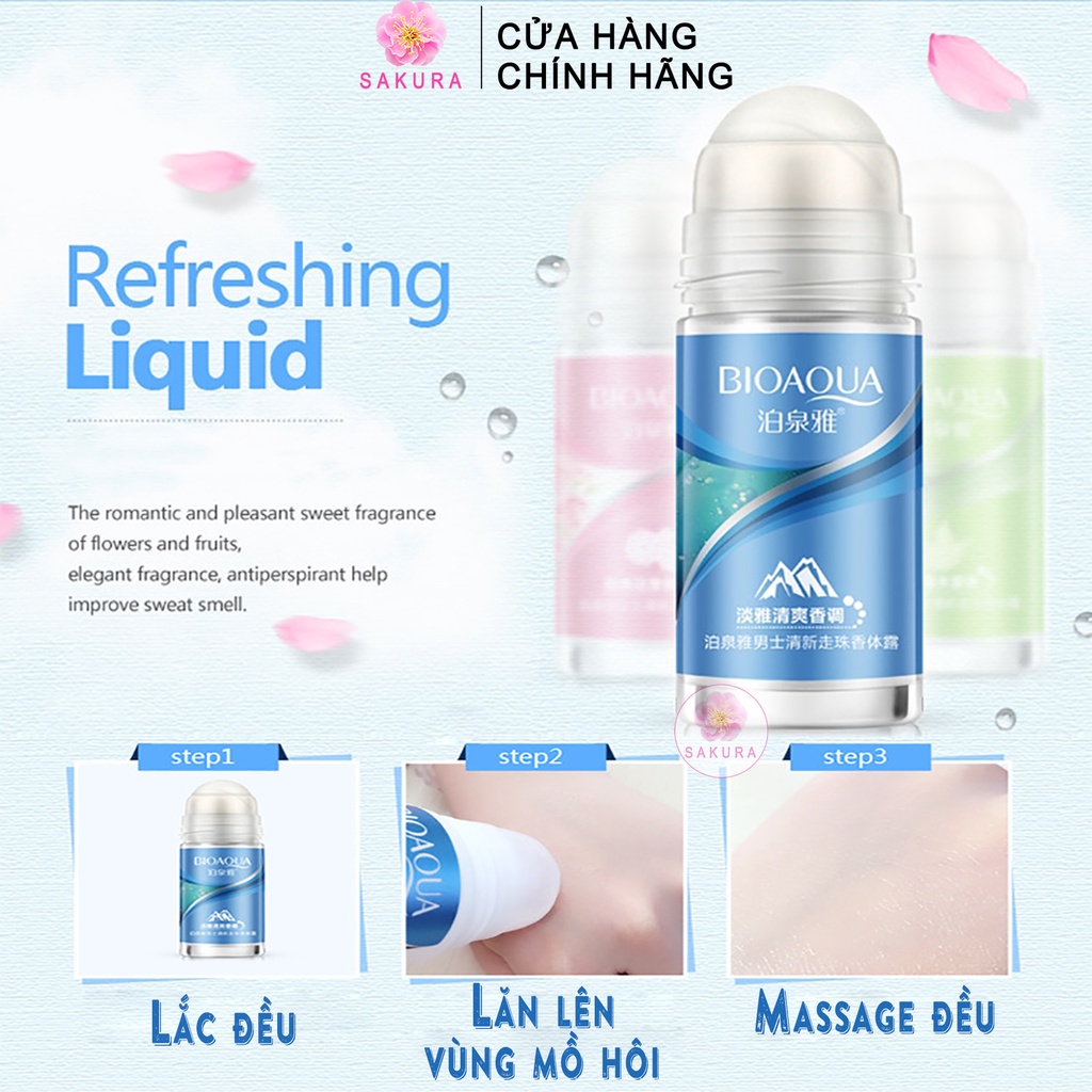 Lăn nách nam nữ BIOAQUA lưu hương lâu dài khử mùi hôi nội địa trung SAKURA 50ml