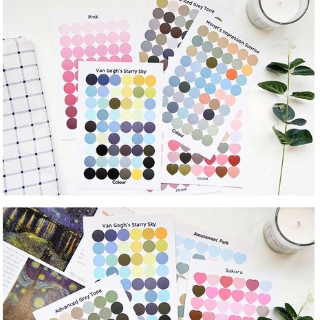 Sticker miếng dán hình tròn chấm bi nhiều màu sắc Taro Stationery
