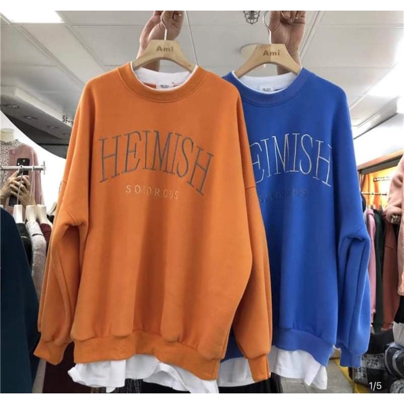 [Rẻ Vô Địch] Áo swt nỉ cổ tròn cotton tay bồng ------- ÁO NỈ PHỐI HEIMISH | BigBuy360 - bigbuy360.vn