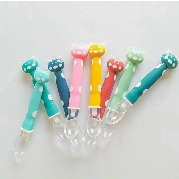 Combo 2 thìa ăn dặm silicon HÌNH MÈO ngộ nghĩnh mang lại sự thích thú cho bé yêu - AD3