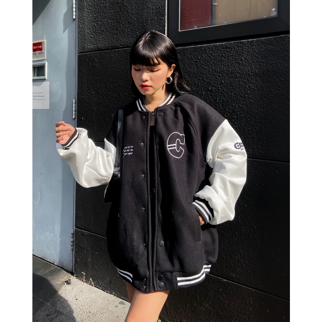 Áo khoác bomber varsity jacket Upset City Cycle - Áo khoác bóng chày unisex form rộng Local Brand