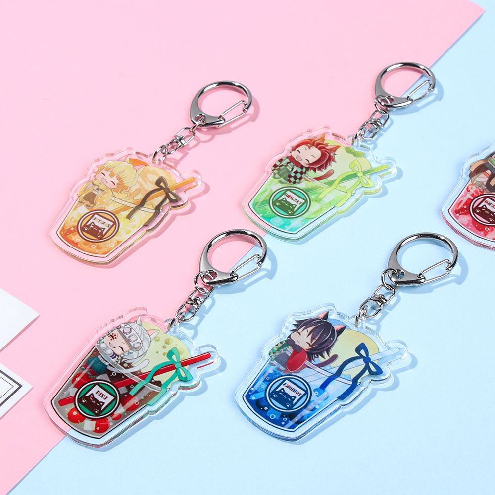 Móc khóa bằng acrylic họa tiết thanh gươm diệt quỷ hoạt hình dễ thương
