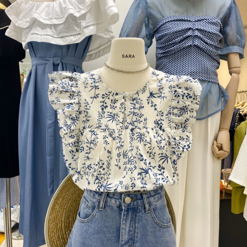 Áo Hoa Nhí Tay Bèo Phong Cách Retro 💓