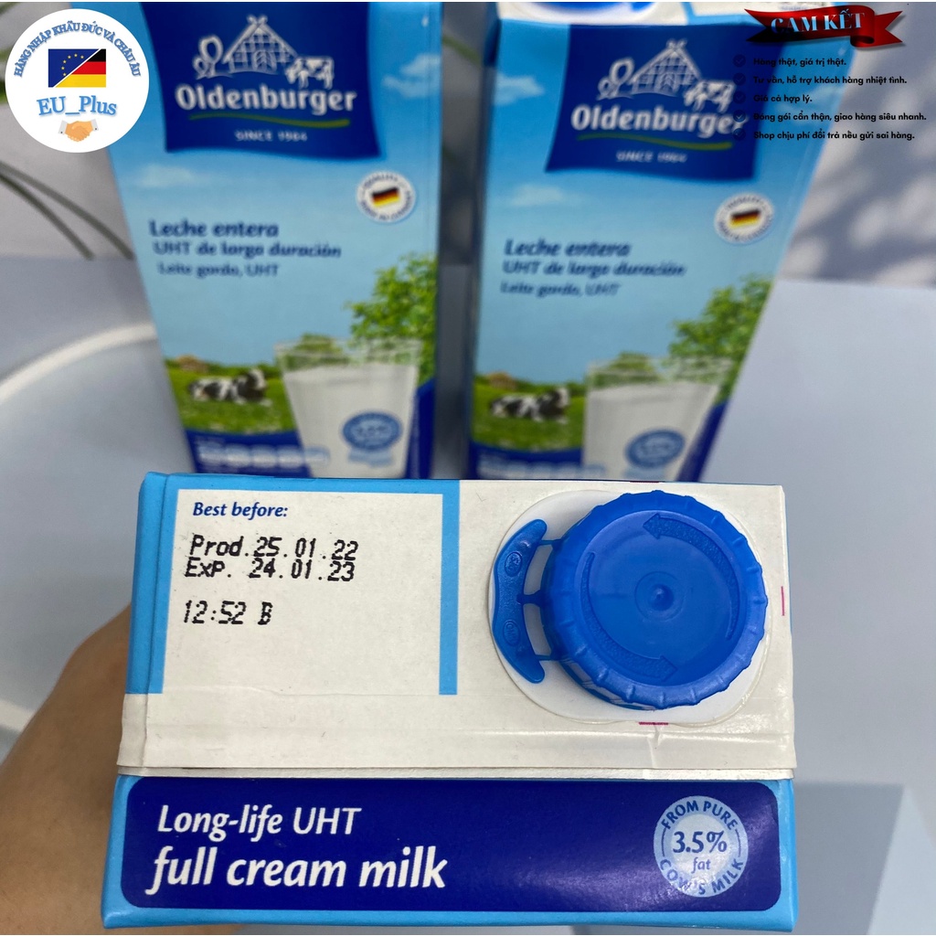 Thùng sữa tươi Oldenberger - 1 Lít - Đức - Nguyên kem không đường