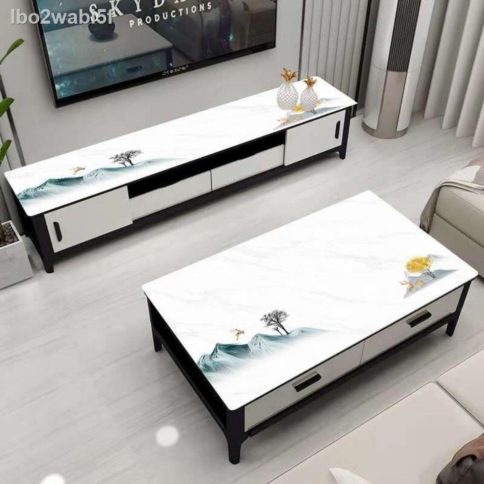 ❀ ✾  lbo2wabi5f PVC kính mềm không thấm nước và dầu Tủ tivi mờ hình chữ nhật bằng đá cẩm