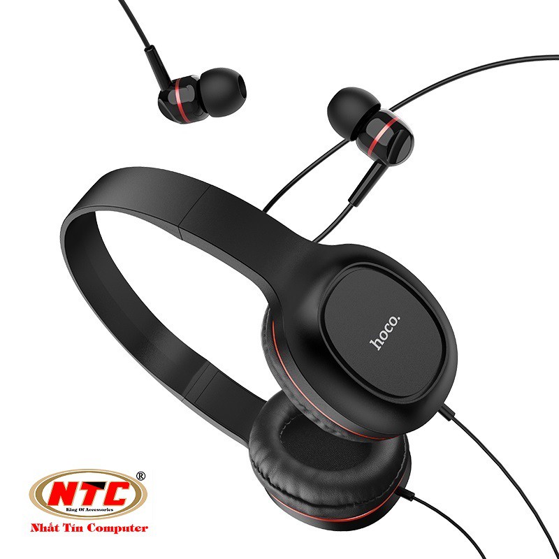 Bộ đôi tai nghe chụp tai và nhét tai có dây Hoco W24 Enlighten âm thanh cực hay