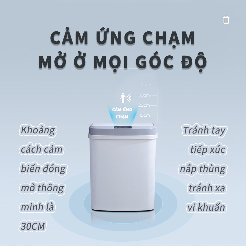 Thùng rác cảm biến thông minh Sọt giấy sang trọng bằng điện hoàn toàn tự động Dùng trong phòng khách nhà bếp-FU508