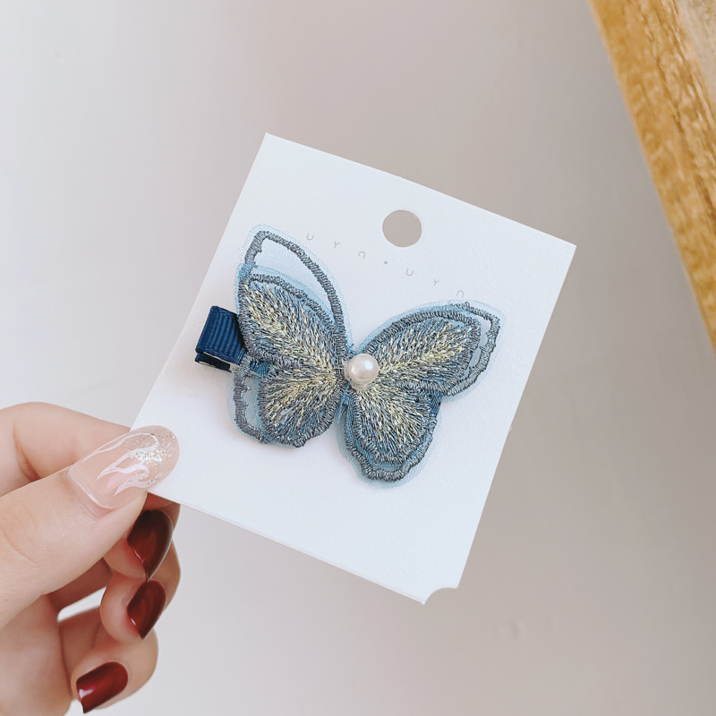 Kẹp tóc thiết kế bươm bướm xinh xắn đính ngọc trai giả thời trang