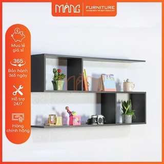 Kệ sách treo tường chữ S 2 tầng gọn gàng tiện dụng KS11