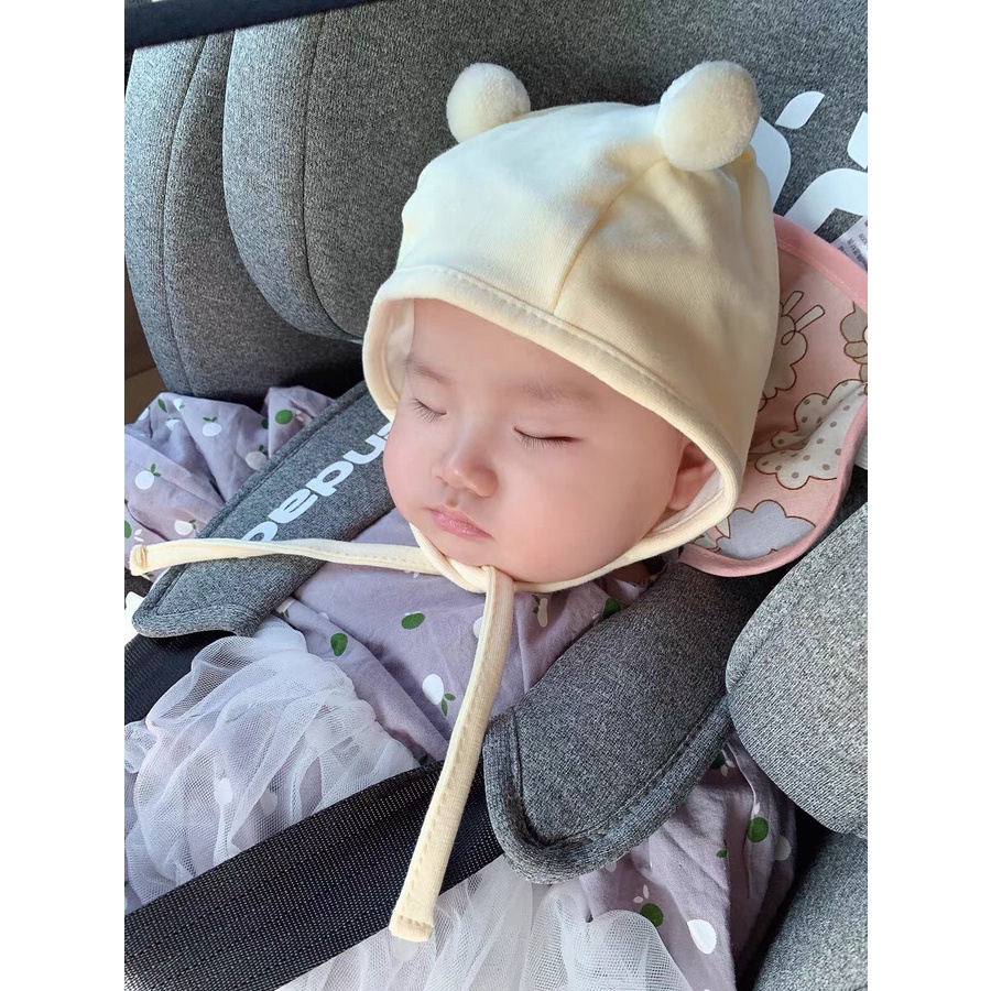Mũ cục bông cho bé sơ sinh 2 lớp phong cách Hàn Quốc