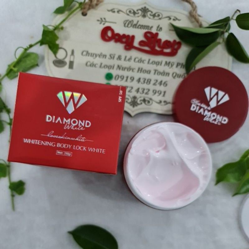 KEM BODY PHẤN TƯƠI DƯỠNG TRẮNG DA DIAMOND WHITE NGỌC TRINH 250GR CHÍNH HÃNG