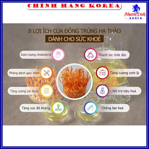 Đông Trùng Hạ Thảo Hộp Gỗ Đen Hàn Quốc Chính Hãng, Hộp 60 viên x 3,75gr