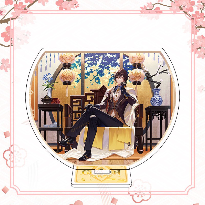Mô hình Standee nhân vật ZHONGLI Genshin Impact game chibi anime tượng mica trong