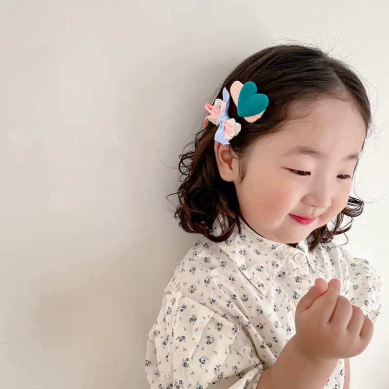 Set 2 KẹP TóC HìNh Nơ / TráI Tim Dễ Thương Cho Bé GáI