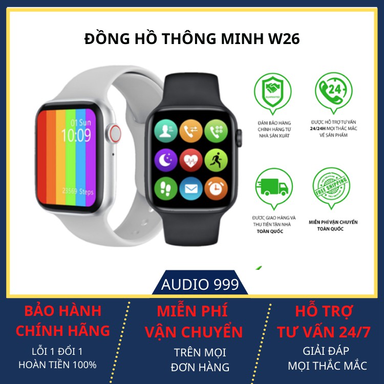 Đồng Hồ Thông Minh Watch 6 Series 6 W26 bluetooth 5.0 Theo dõi sức khỏe Kháng nước IP68