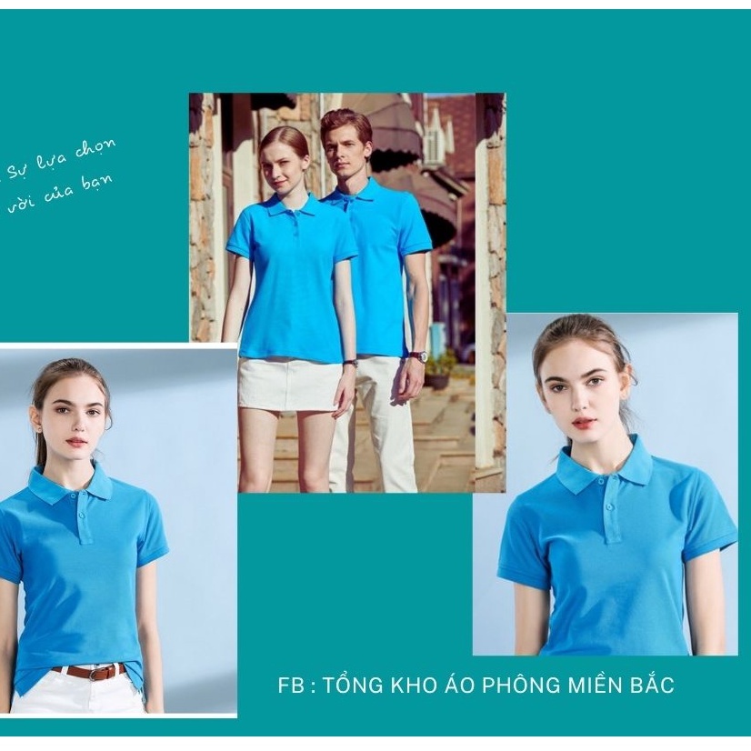 Áo POLO màu XANH Y.A - Áo phông Trơn Nam Nữ,ngắn tay có cổ,vải cao cấp không xù,co dãn 4 chiều. Nhận IN ẤN theo yêu cầu