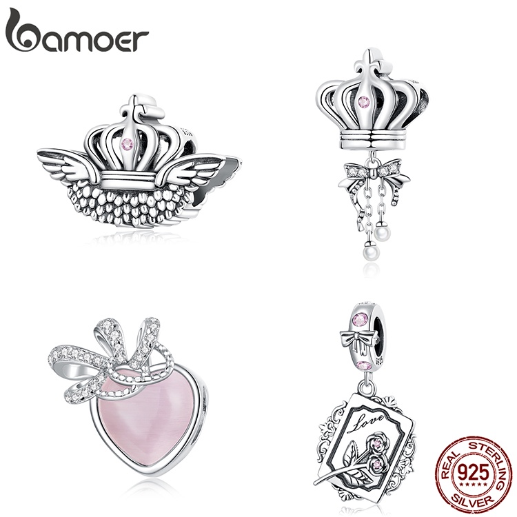 Hạt charm Bamoer Bạc 925 nhiều kiểu tùy chọn xinh xắn cho làm trang sức DIY